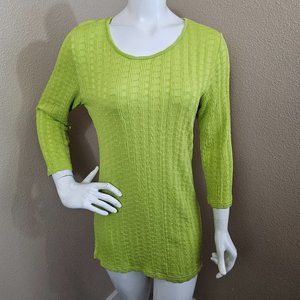 PONT NEUF Ulla Bright Green Textured 3/4 Sleeved Top~Size S